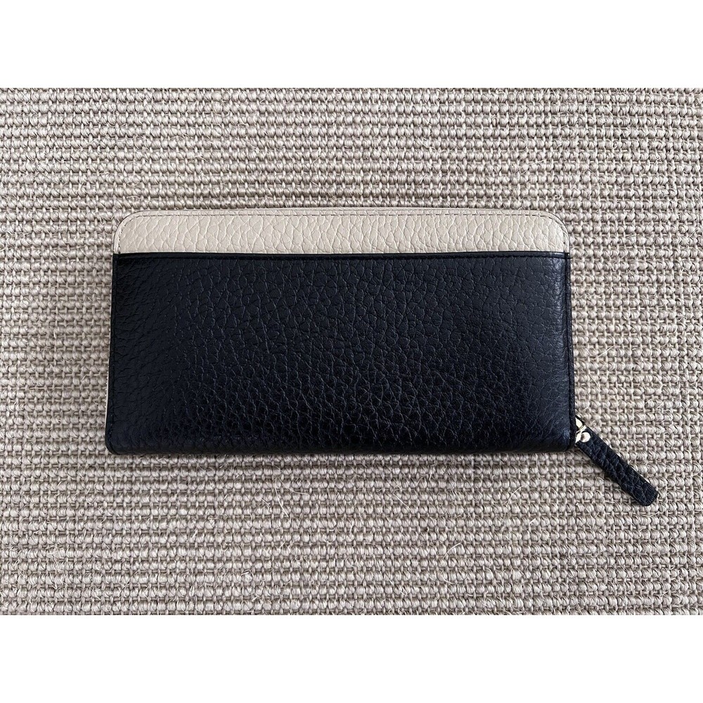 NEW Kate Spade Grove Court Lacey Zippy Zip Around Wallet Bag Ivory Pearl Black 2 - Picture 2 of 12